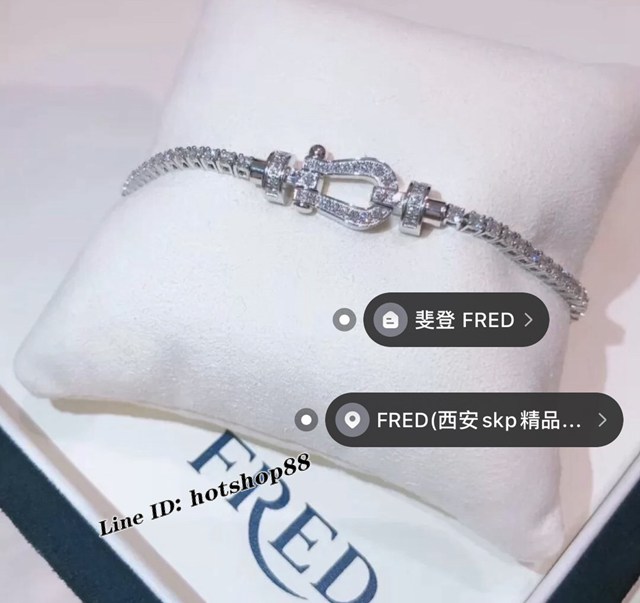 fred火爆新款費雷德頂級925純銀拉環滿鑽手鏈 zgb1796